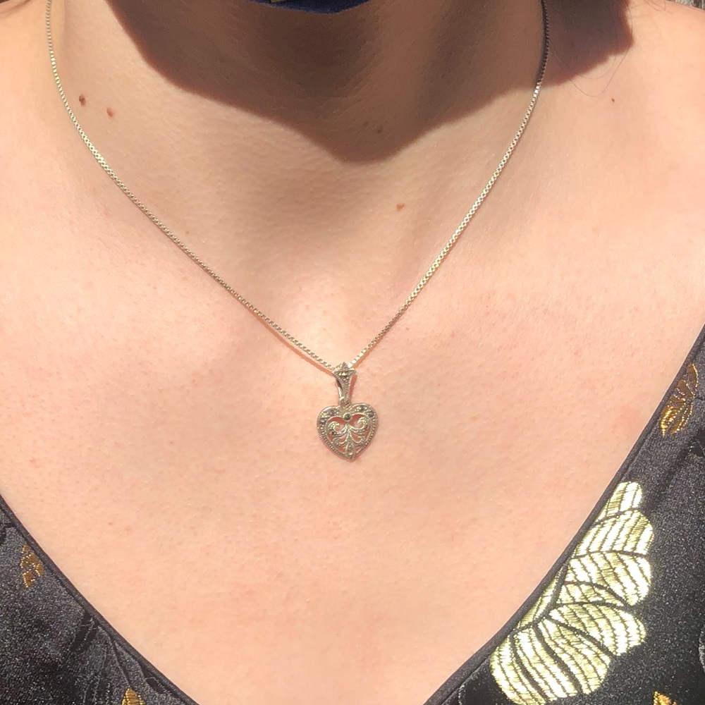 Sterling marcasite heart necklace